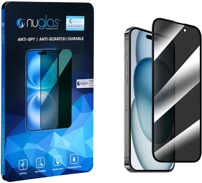 Nuglas Premium Privacy Screenprotector Voor iPhone 15 Plus/16 Plus - Tempered Privacy Glass 5D