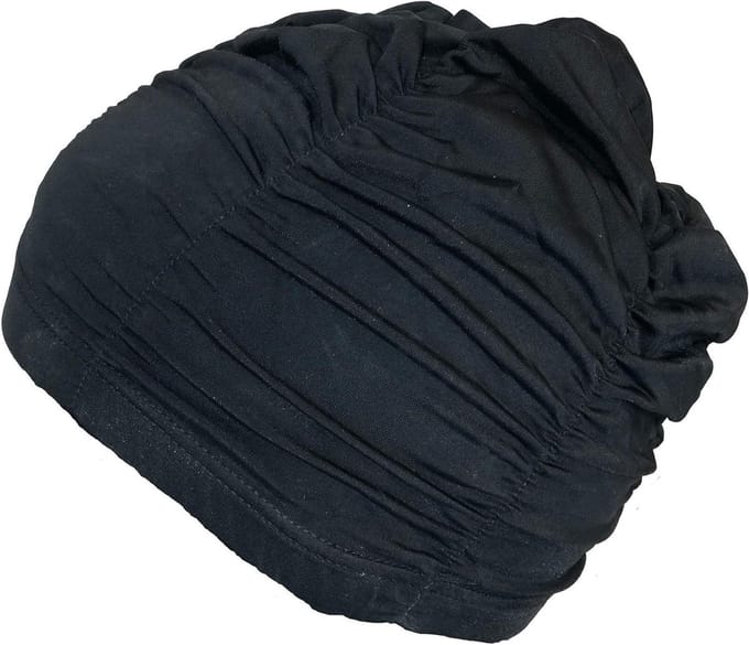 Zwemmuts Lang Haar - Stoffen Muts - Comfortabel Zwemmen - Elastisch Binnenwerk - One Size - Zwart