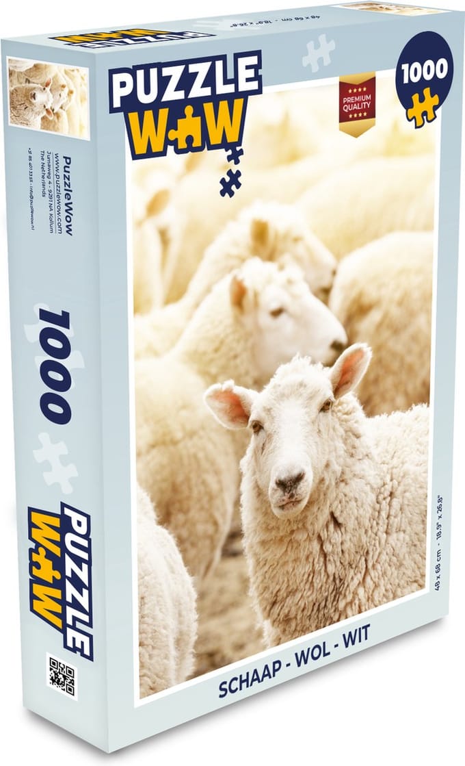 Puzzel Schaap - Wol - Wit - Legpuzzel - Puzzel 1000 stukjes volwassenen