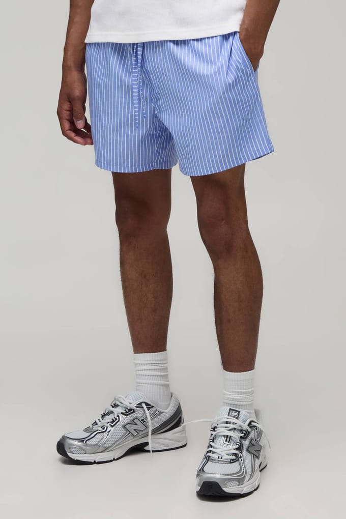 Relaxed Short Length Stripe Short | Blue | Size 2XL