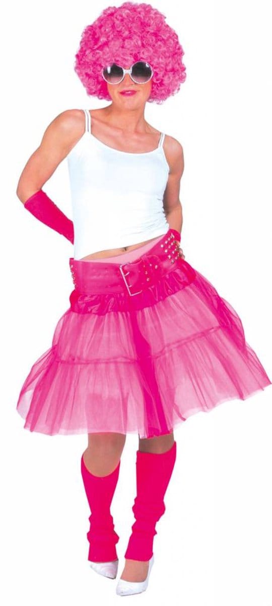 Tule rok roze stroken fluor
