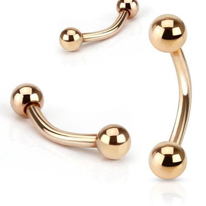 Piercing curved rond basis extern 1.2x8x3 - rose goud - LMPiercings