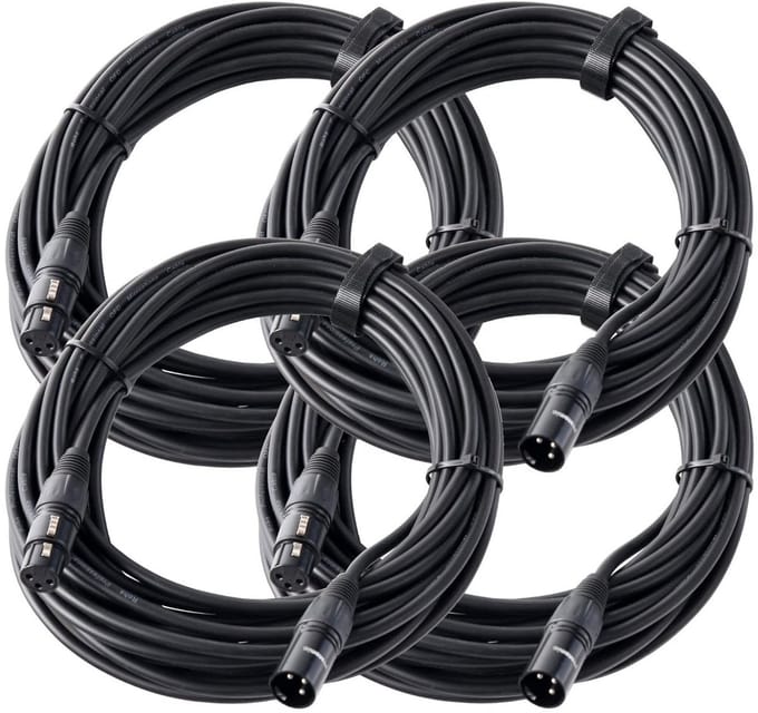 4-delige set XLR Microfoonkabel 10 Meter - Professionele Audio Kabel Stereo Zwart
