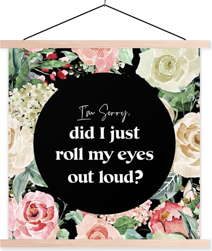 Posterhanger incl. Poster 60x60 cm - Schoolplaat - Tiener - Quote - Ogen - Textielposter - Blanke latten