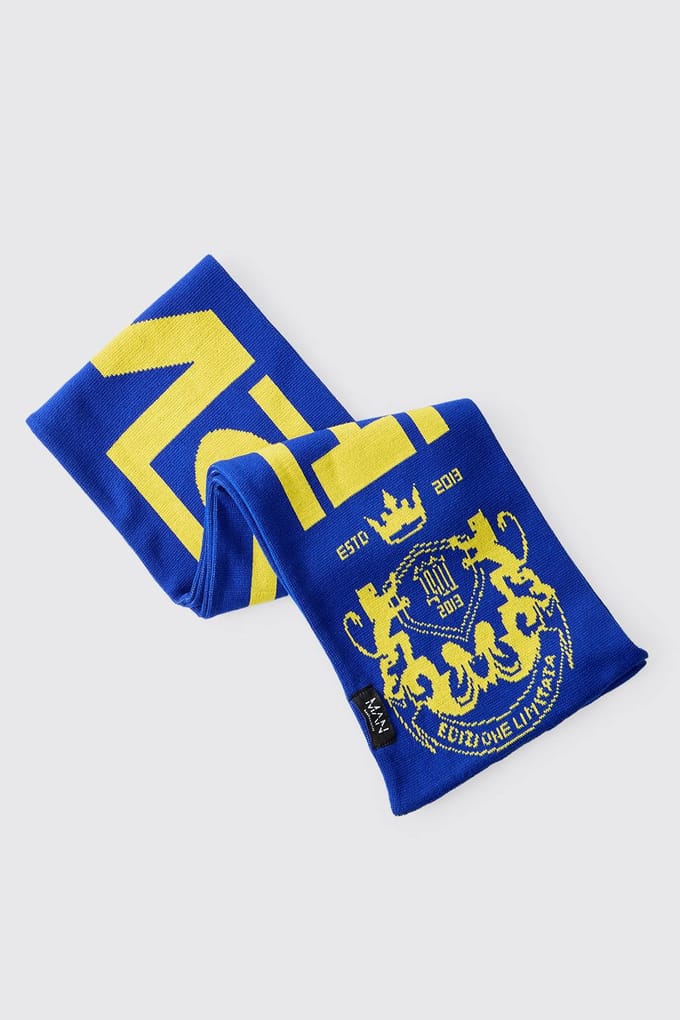 Jacquard gebreide sjaal | Navy