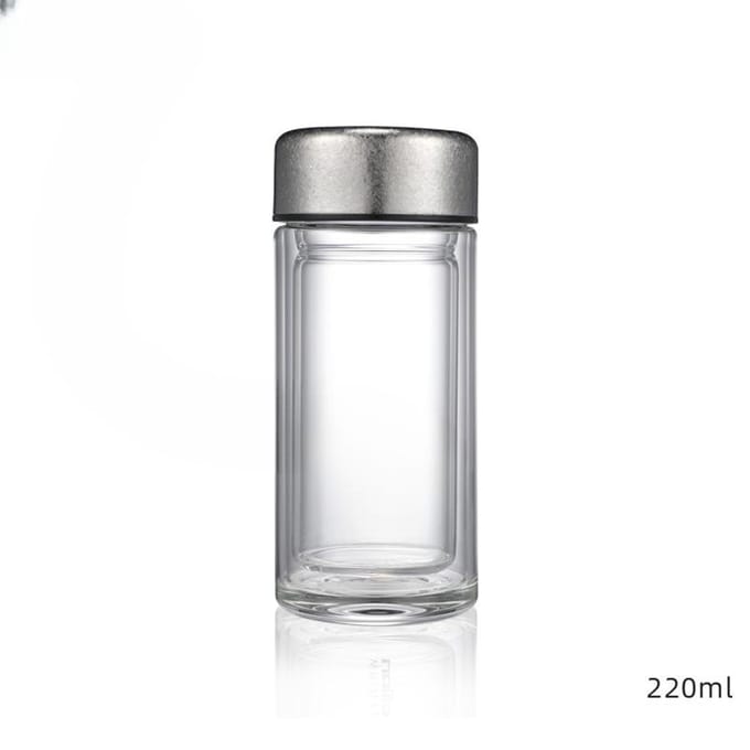 Glas Dubbellaags High-end Draagbaar Herencadeau Bubble Tea Bekers High-end Waterbekers. 220ml gray