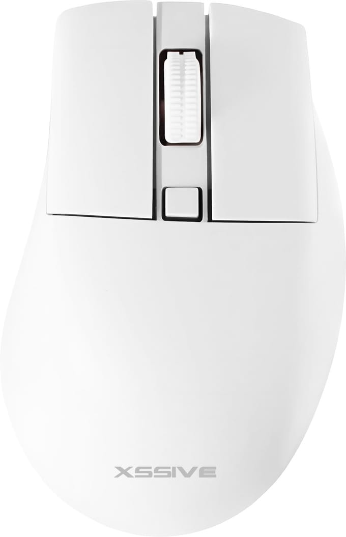 Xssive MS4 Stille Draadloze Muis voor Laptop, Tablet, Telefoon, PC - Bluetooth + Draadloos 2.4G Dongle - Ergonomisch - Wit