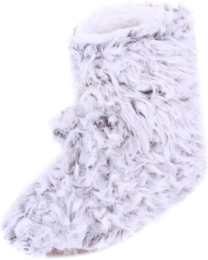 Grijze pantoffels met pompons