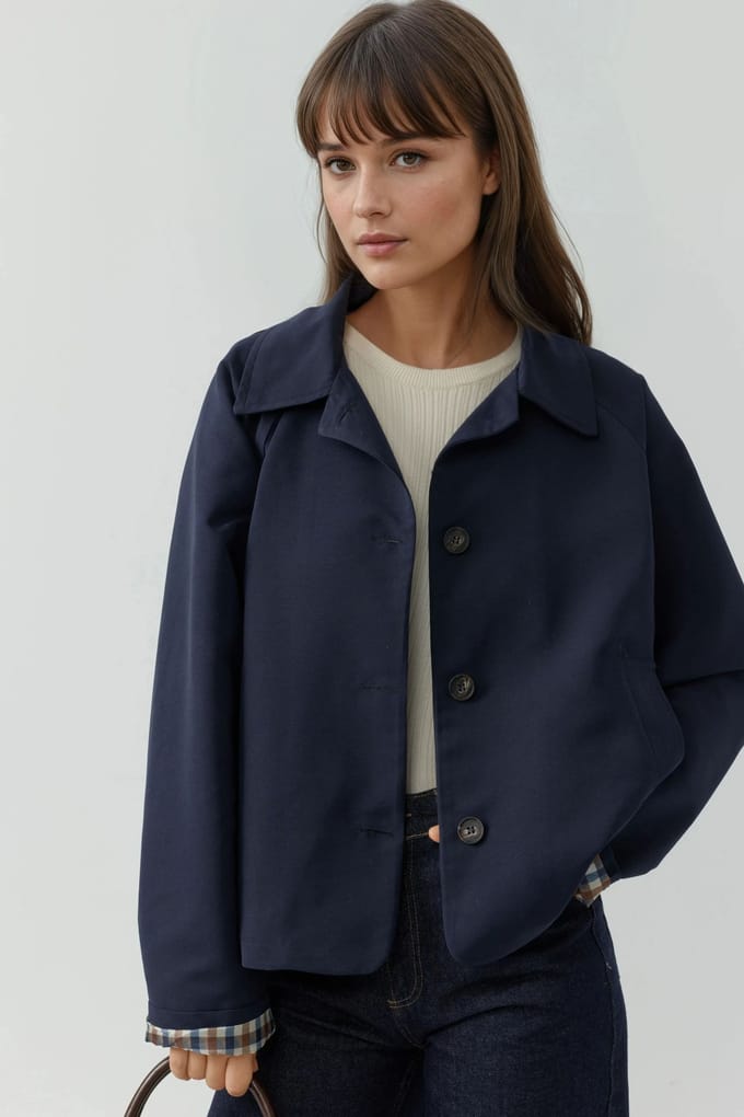 Gekleed Ruit Motief Voering Jacket met Knopsluiting