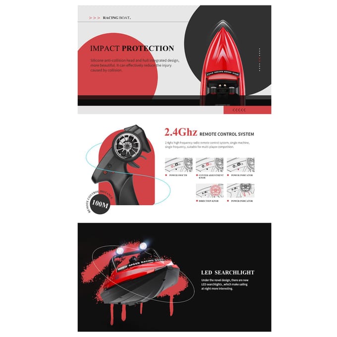 917 RC bateau 2.4GHz bateaux télécommandés RC Jet Boat 16 km/h RC bateau jouet cadeau pour les enfants jaune