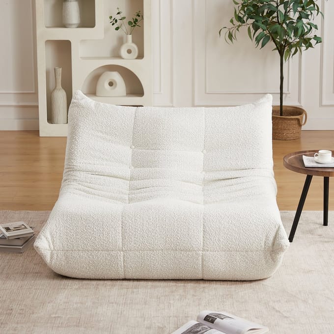 Lounge Stoel - Vloer Fauteuil - Ergonomisch Design - Chenille - Woonkamer & Slaapkamer - Beige