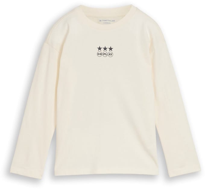 Tom Tailor - Oversized shirt met lange mouwen en print op de rug - Maat 92/98 - Wool White
