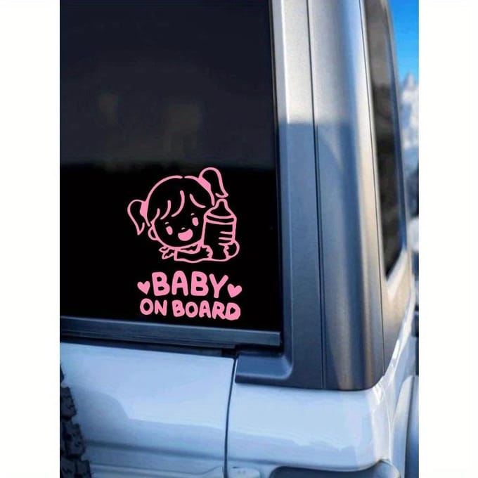 1 autocollant de voiture Bébé à bord one-size rose