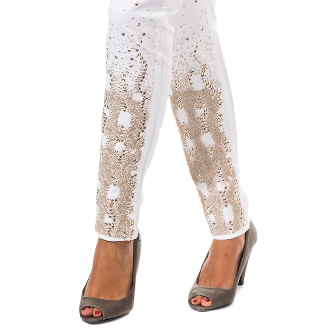 Lange metallic groenblauwe broek