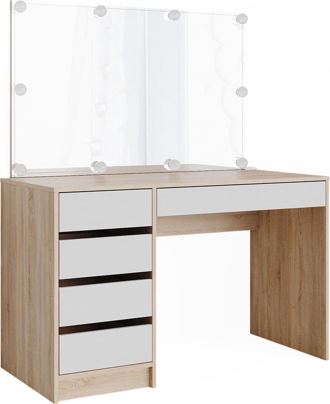 Vicco Sherry Kaptafel met licht – 120 cm met LED-verlichting Wit/Sonoma