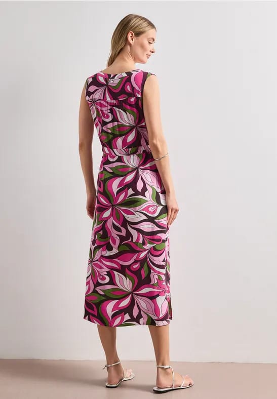 Midi-jurk met gespleten hals en ritssluiting