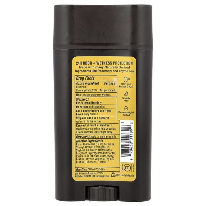 Every Man Jack, Antiperspirant + Deodorant, Sandelhout, 73g (2,6 oz) black