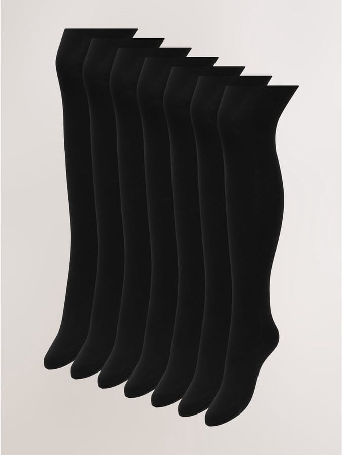 Next - Dames - Set van 7 ondoorschijnende panty's van 100 denier - Zwart