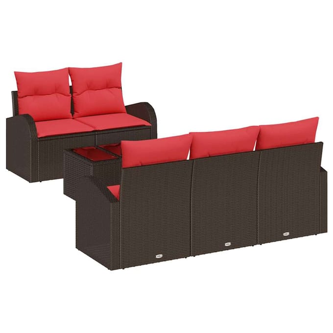 vidaXL - Bankstel - 6 - st - 5-Aantal - zitplaatsen - Bruin - Polyester