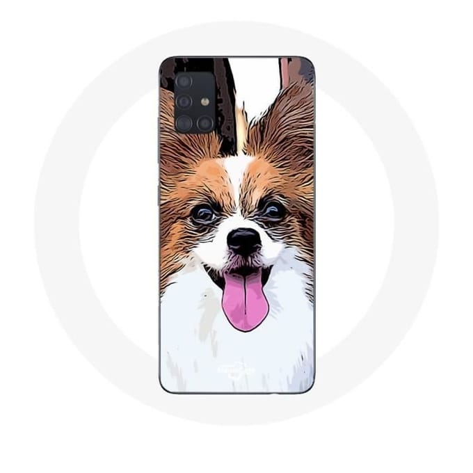 Coque pour Samsung Galaxy A71 Épagneul nain continental papillon Chiot Blanc et marron