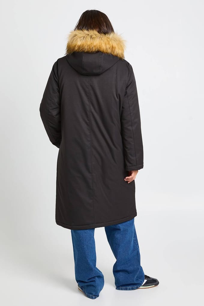 boohoo Dames Vachtgevoerde parkajack met capuchon | Black | Maat: 8