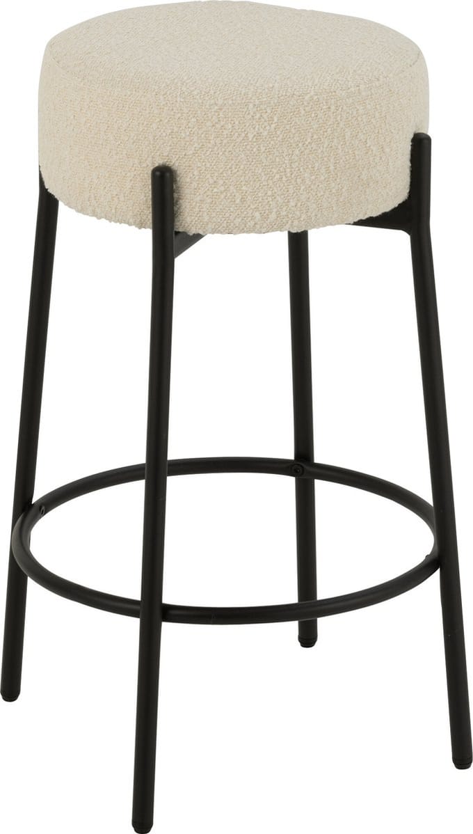 J-Line barkruk Bouclé - multiplex/polyester - wit/zwart