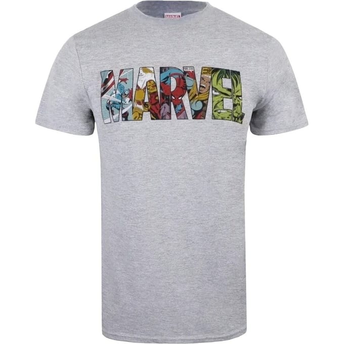 Marvel Heren Stripverhaal Logo T-shirt (Sportgrijs)