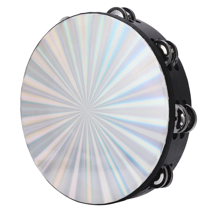 10in Handtrommel Dubbele Rij Jingles ABS Reflecterende Laser Tamboerijn Percussie gray