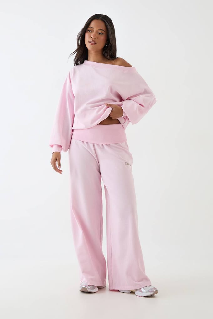 Dames Dsgn Studio Lichtgewicht Off-shoulder Sweatshirt | Pink | Maat: XL
