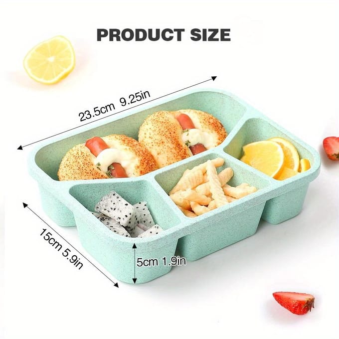 Bento Lunchbox 4 Compartimenten Maaltijdvoorbereidingscontainers Lunchbox voor Kinderen Vrije Herbruikbare Voedselopbergcontainers Scholen blauw