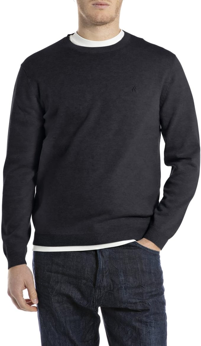 Replay Katoenen trui met blauw borduursel r