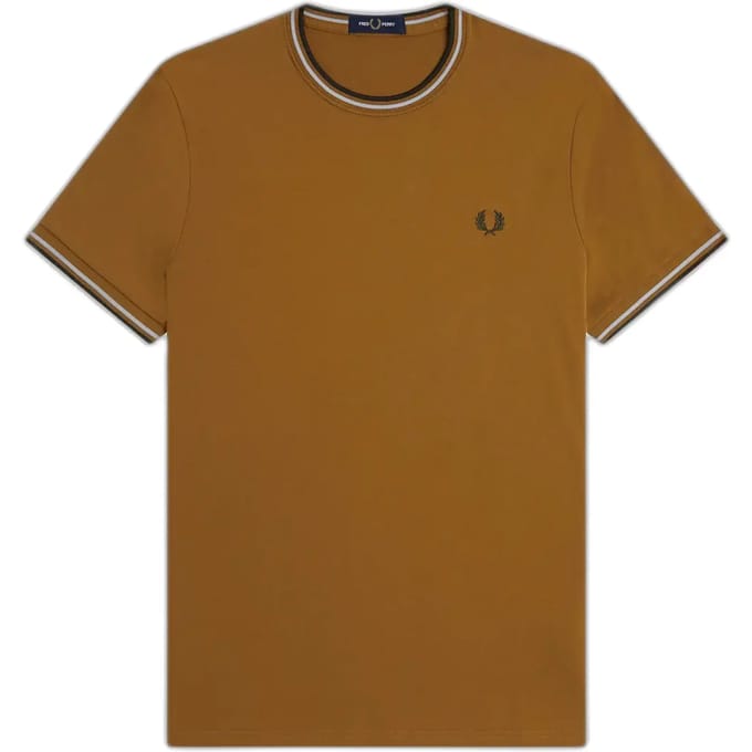 T-shirt met dubbel contrasterend biesje Fred Perry