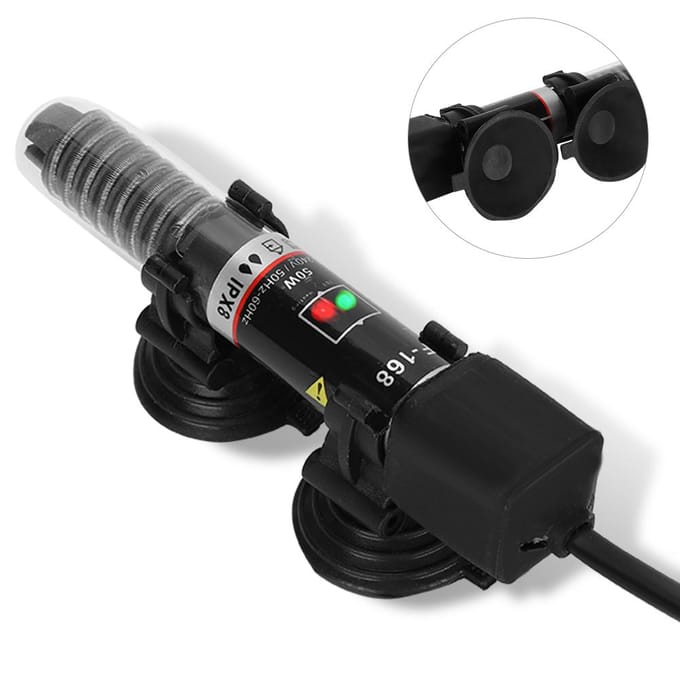50W Aquarium Verwarmingsstaaf Mini Vissenkommen Constante Temperatuur 26 graden Celsius black