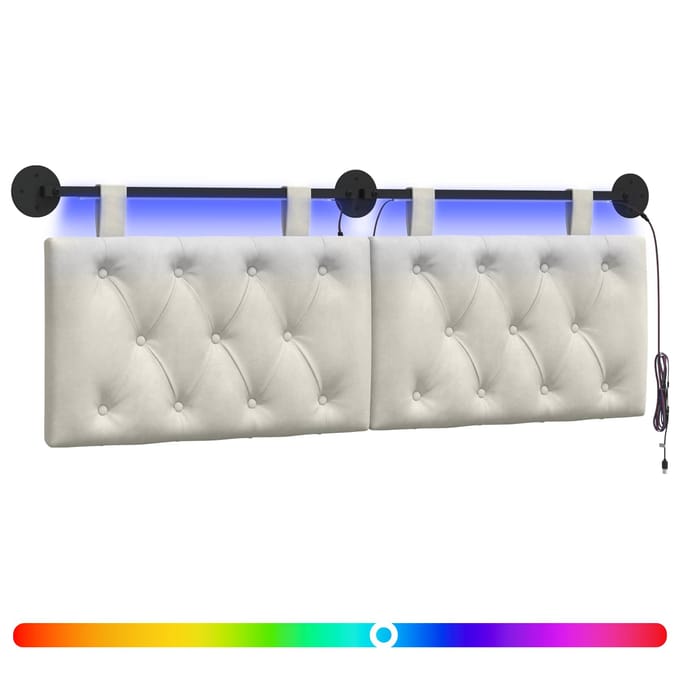vidaXL - Hangend - hoofdbord - Crèmekleurig - Fluweel