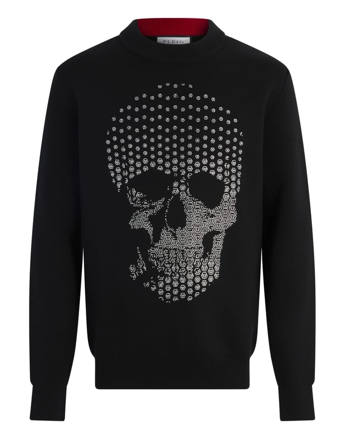 Round Neck Pullover Degrade Skull Strass Skull Strass