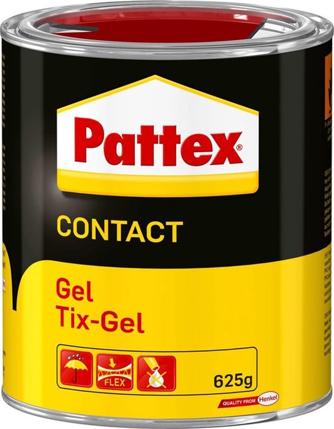 Pattex Contactlijm Gel 625 g | Gelvormig & Druipt niet | Vochtbestendig & Makkelijke Toepassing.