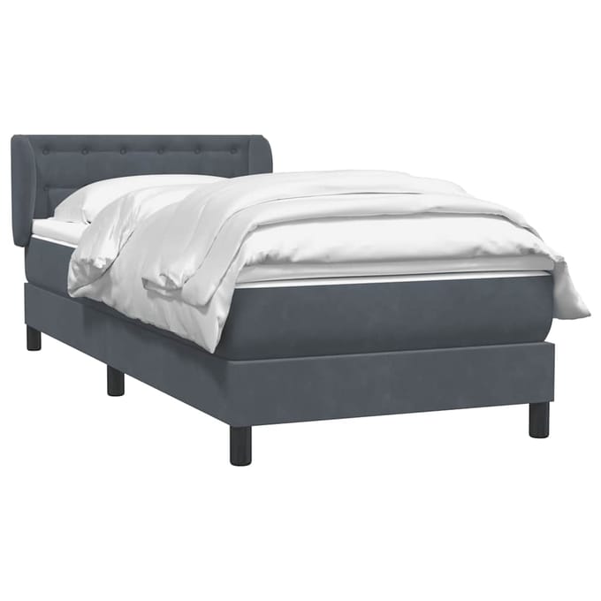 vidaXL - Boxspring - met - matras - fluweel - donkergrijs - 80x210 - cm