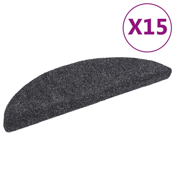 vidaXL - Trapmatten - Zelfklevend - 15 - stuks - 56x17x3 - cm - Donkergrijs - Halfrond