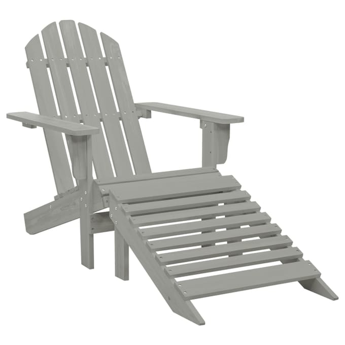 vidaXL - Tuinstoel - met - voetenbank - hout - grijs