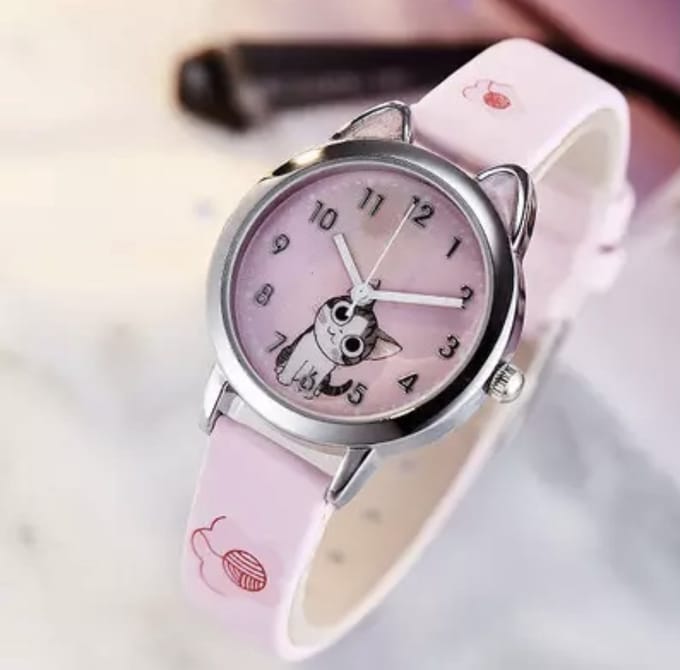 12Getit Poezen oortjes kinderhorloge roze