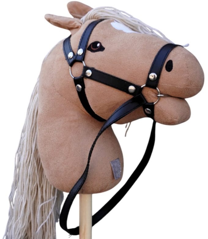 Luxe Hobby Horse met open mond en staart | Kleur Blond