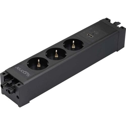 Sygonix SY-6872236 3-voudig Stekkerdoosmodule zonder schakelaar Zwart