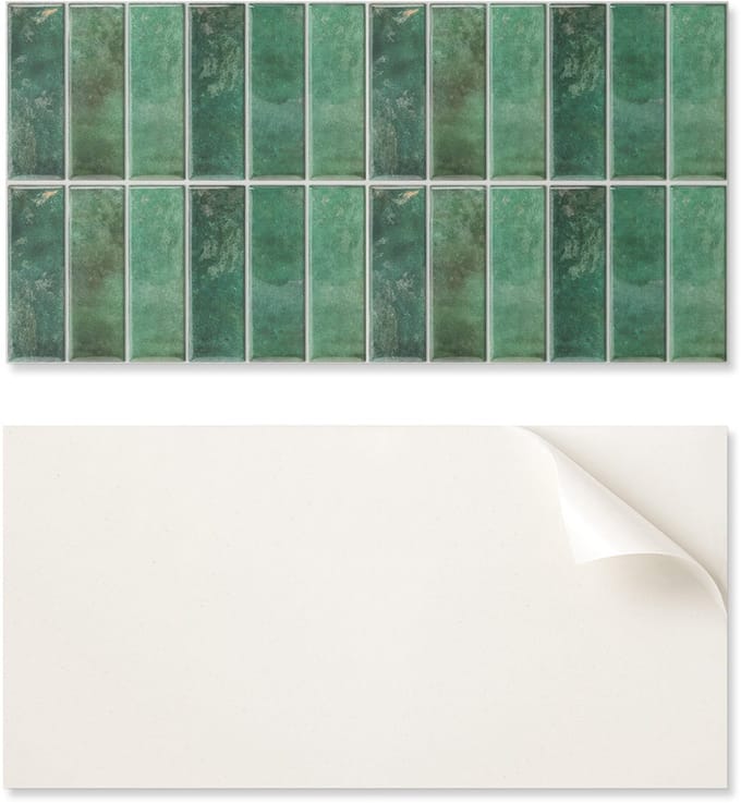 Zelfklevend vinylpaneel met decoratieve print, 100x50 cm, verticale tegels