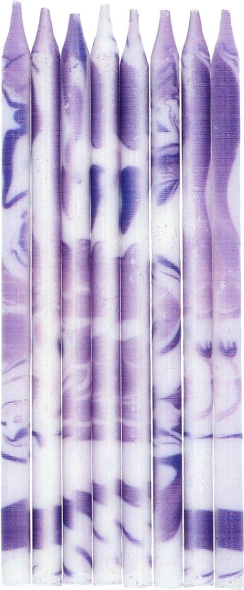 Folat - Kaarsjes marmer paars 10 cm (24 stuks)
