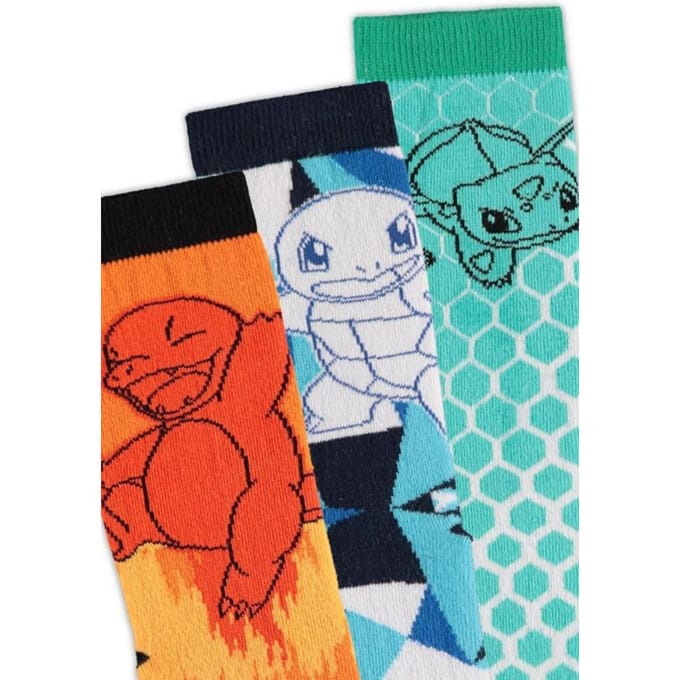 Pokémon - Set van 3 paar sokken - 43/46 - Charmander/Bulbasaur/Squirtle