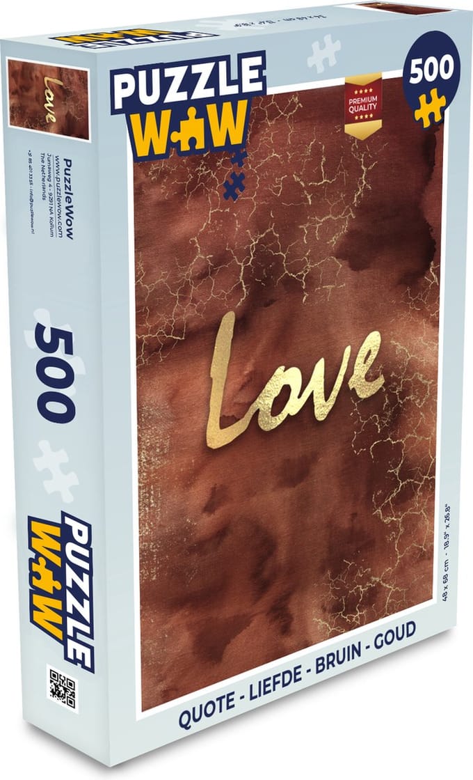 Puzzel Quote - Liefde - Bruin - Goud - Legpuzzel - Puzzel 500 stukjes