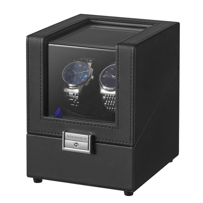 SONGMICS - Horloge Doos - Voor 2 Horloges - Stil - LED Verlichting - 4 Opwindmodi