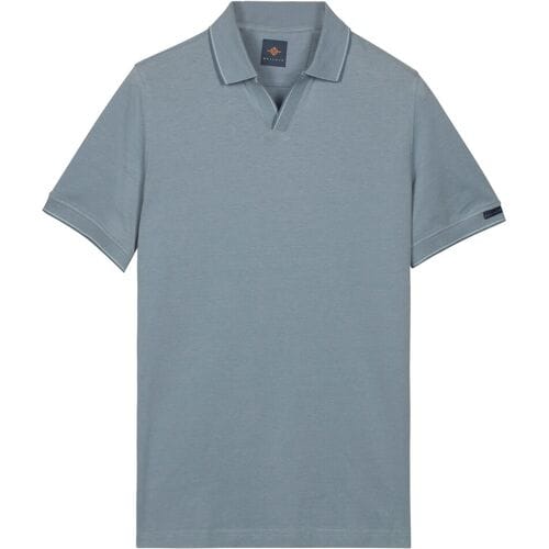 Baileys Polo No-Button Closure Two-Tone Oxford Piqué Riviera Blue / male