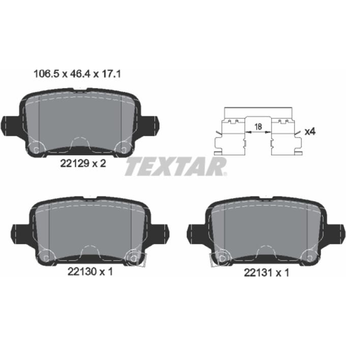 Remblokset TEXTAR 2212901, achter