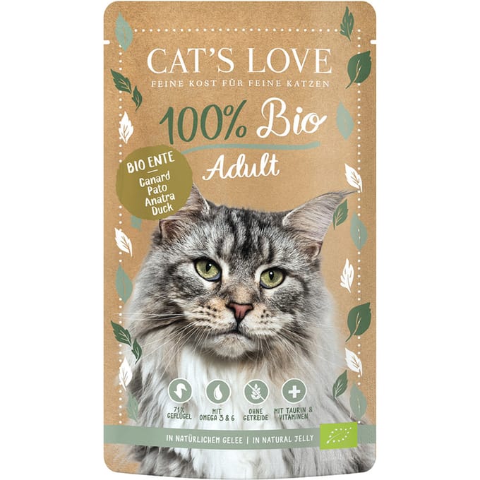 6x100g Cat's Love Organic Duck Kattenvoer Nat